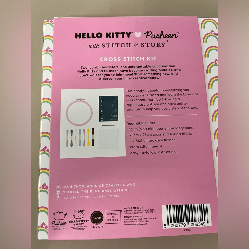 Stitch & Story Hello Kitty & Pusheen Cross Stitch Kit - Picture 4 of 6
